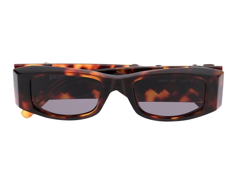 Palm Angels Angel Rectangle Frame Sunglasses Brown Grey (PERI001Y21PLA0016407)