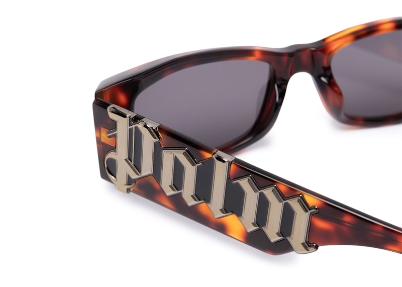 Palm Angels Angel Rectangle Frame Sunglasses Brown Grey (PERI001Y21PLA0016407)