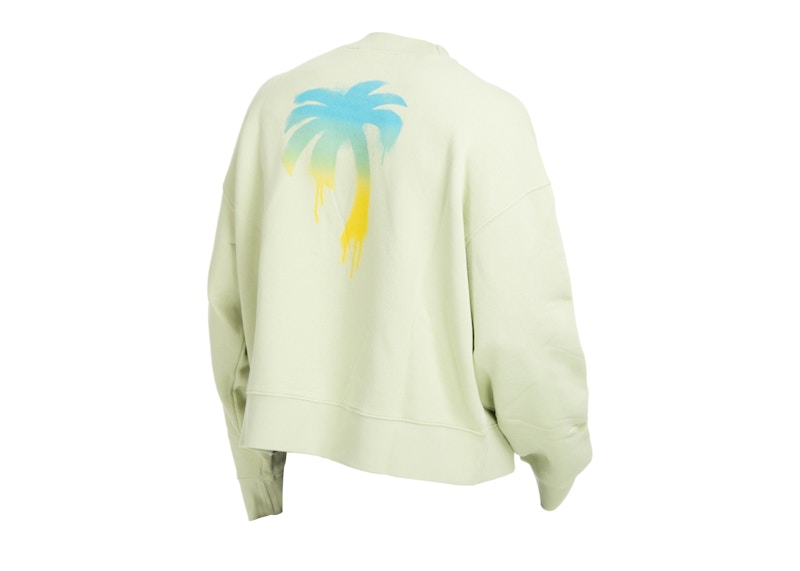 Palm Angels Back Spray Palm Embroidered Logo Crew Sweat Mint Green