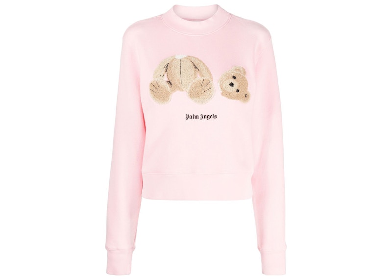 Palm Angels Bear-Print Organic Cotton Sweatshirt Light Pink