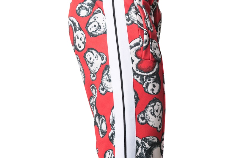 Palm Angels Bear Print Side Stripe Track Pants Red/White/Black