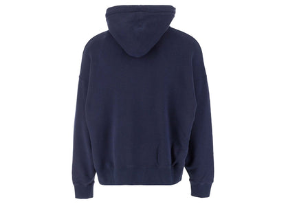 Palm Angels Bear Print Sprayed Logo Hoodie Navy Blue/Brown