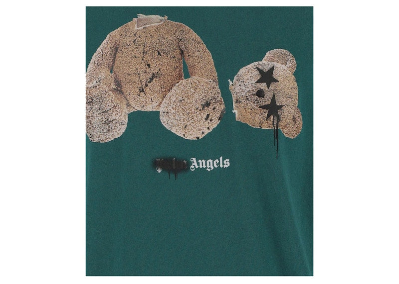Palm Angels Bear Print Sprayed Logo T-shirt Forest Green/Brown