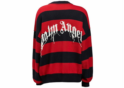 Palm Angels Bear Striped Sweater Navy Blue/Red