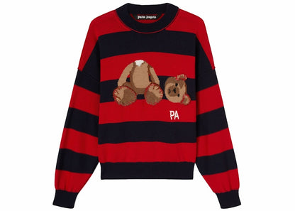 Palm Angels Bear Striped Sweater Navy Blue/Red