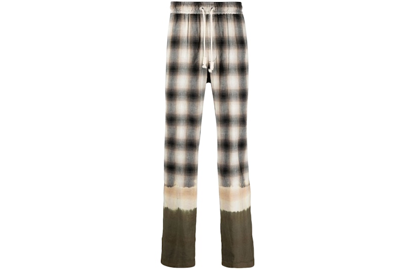 Palm Angels Bleached Plaid Straight Leg Pants Brown/Multicolor