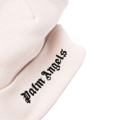 Palm Angels Brand Logo Beanie Beige