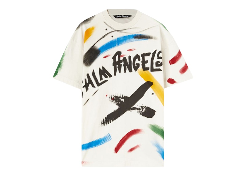 Palm Angels Brush Strokes Classic T-Shirt Off White/Black