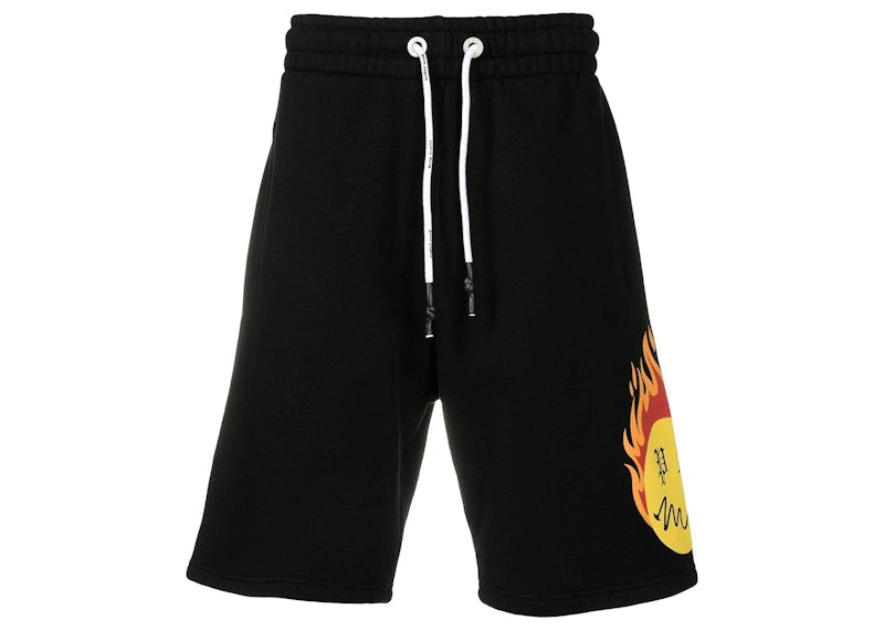 Palm Angels Burning Head Track Shorts Black