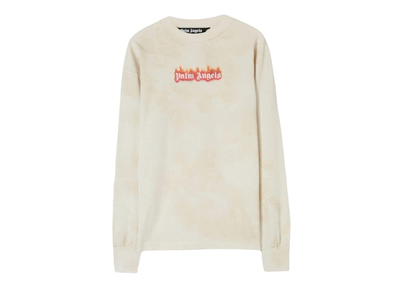 Palm Angels Burning Logo Classic Longsleeve T-shirt Off White/Black