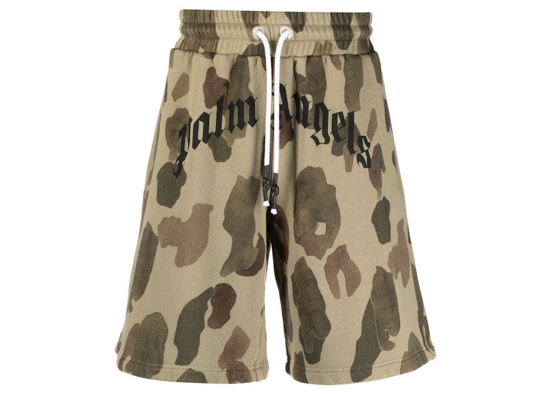 Palm Angels Camouflage Military Pattern Shorts Brown