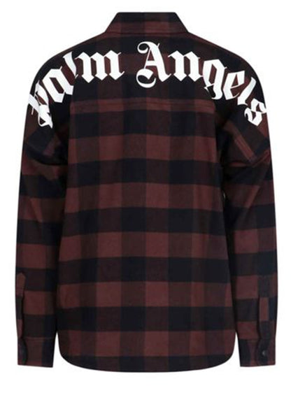 Palm Angels Checked Shirt Black Light Grey Brown