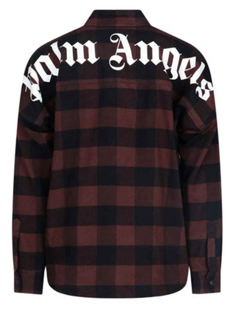 Palm Angels Checked Shirt Black Light Grey Brown