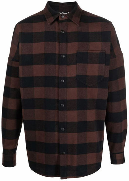 Palm Angels Checked Shirt Black Light Grey Brown