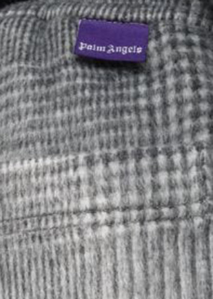 Palm Angels Checked Wool Loose Pants Grey Purple