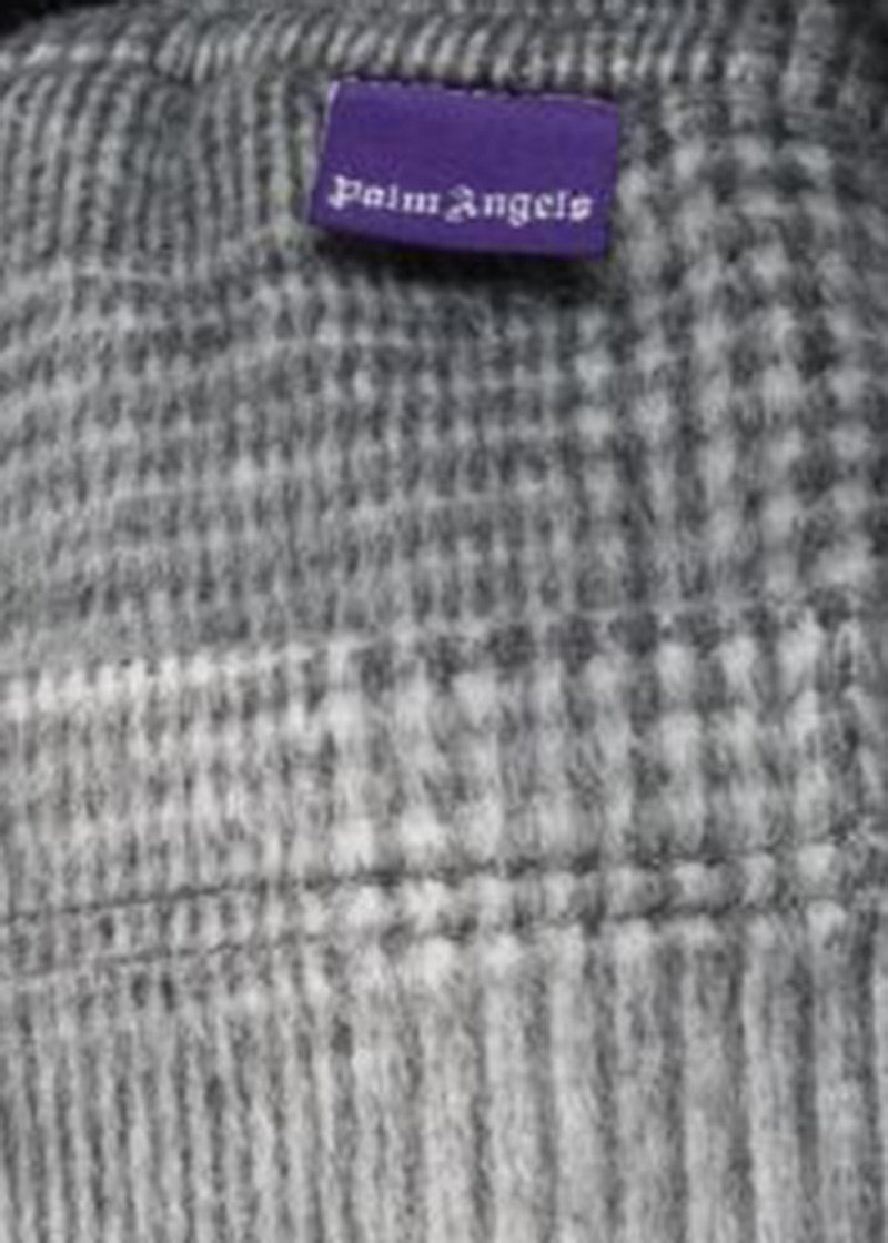 Palm Angels Checked Wool Loose Pants Grey Purple