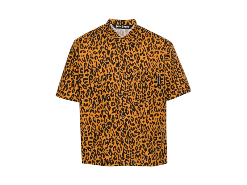 Palm Angels Cheetah Bowling Shirt Orange