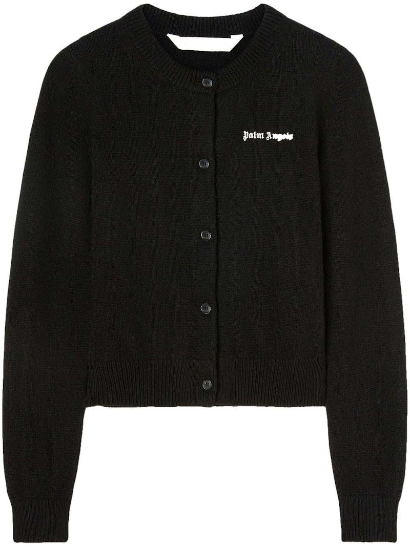 Palm Angels Classic Logo Fitted Cardigan Black/White