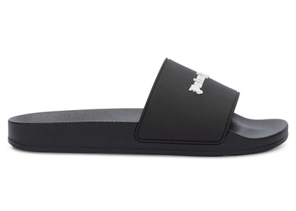 Palm Angels Classic Logo Pool Slides Black White