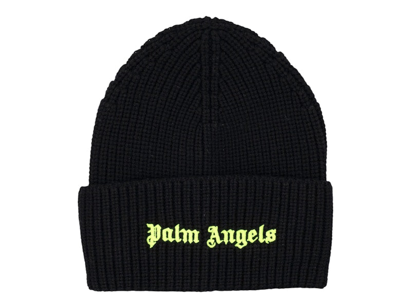 Palm Angels Classic Logo Ribbed Beanie Black/Green