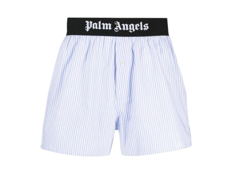 Palm Angels Classic Logo Striped Boxer Light Blue