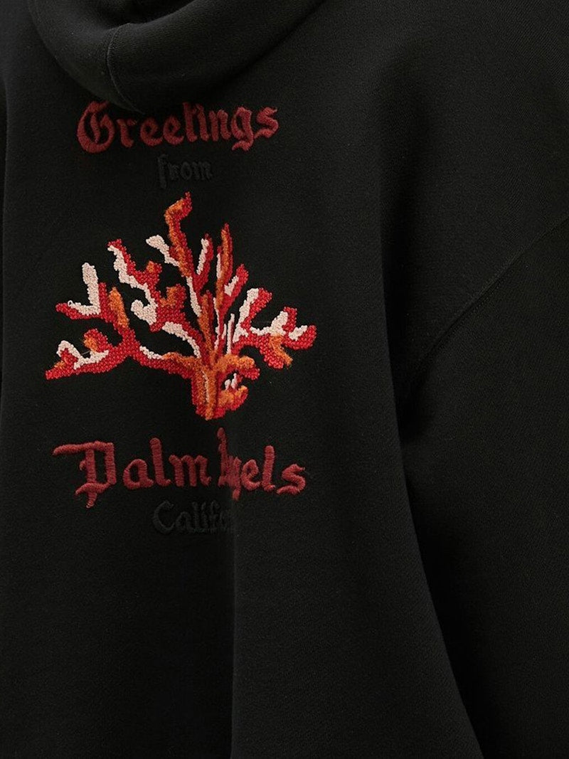 Palm Angels Coral Print Hoodie Black/Red