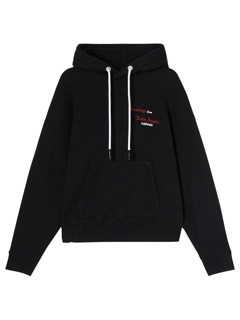 Palm Angels Coral Print Hoodie Black/Red