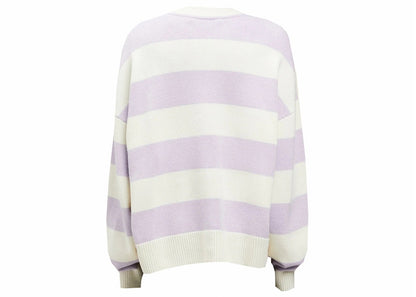 Palm Angels Coral Striped Sweatshirt Off White/Red