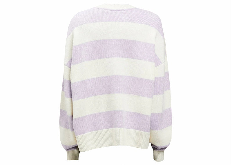 Palm Angels Coral Striped Sweatshirt Off White/Red