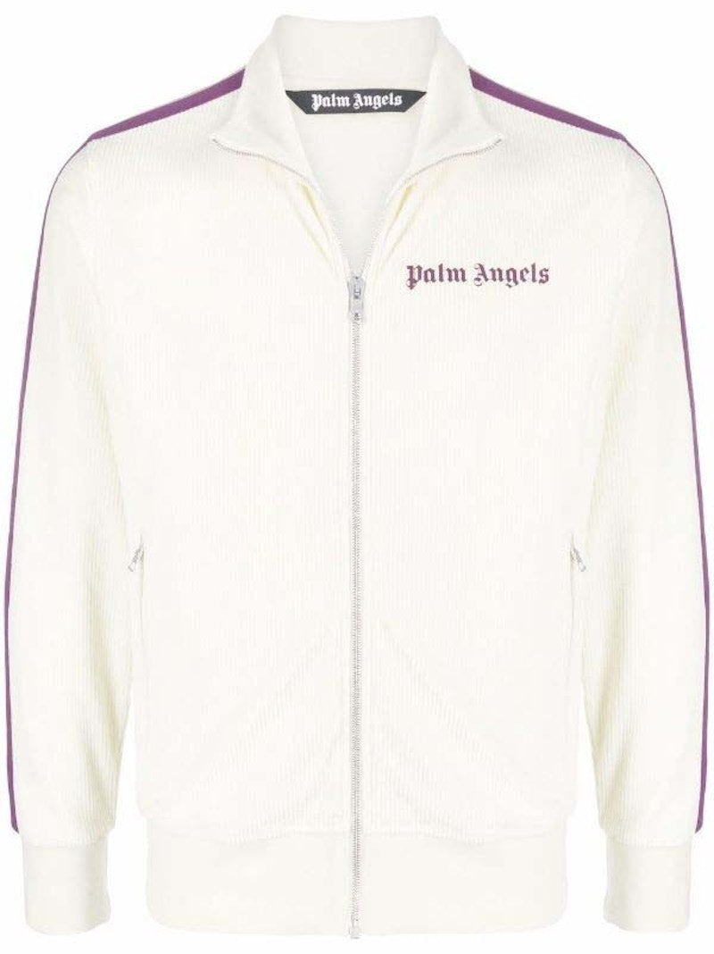 Palm Angels Cord Fleece Track Jacket White/Purple
