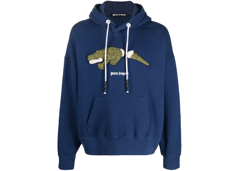 Palm Angels Crocodile Hoodie Blue