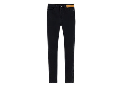 Palm Angels Curved Back Logo Denim Straight Leg Jeans Black/White