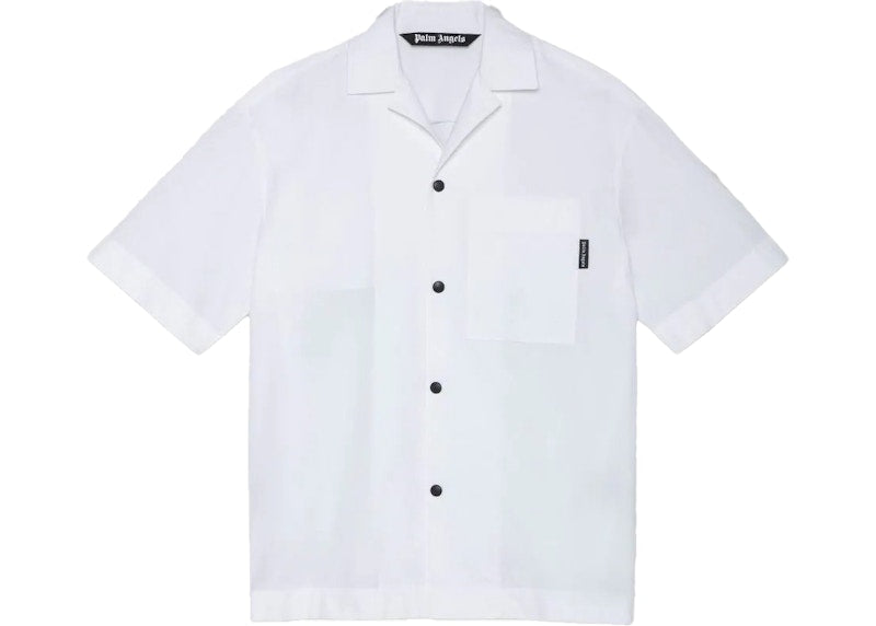 Palm Angels Curved Logo Bowling Shirt White
