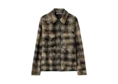 Palm Angels Curved Logo Check Shirt L/S T-shirt Green/Grey/Brown