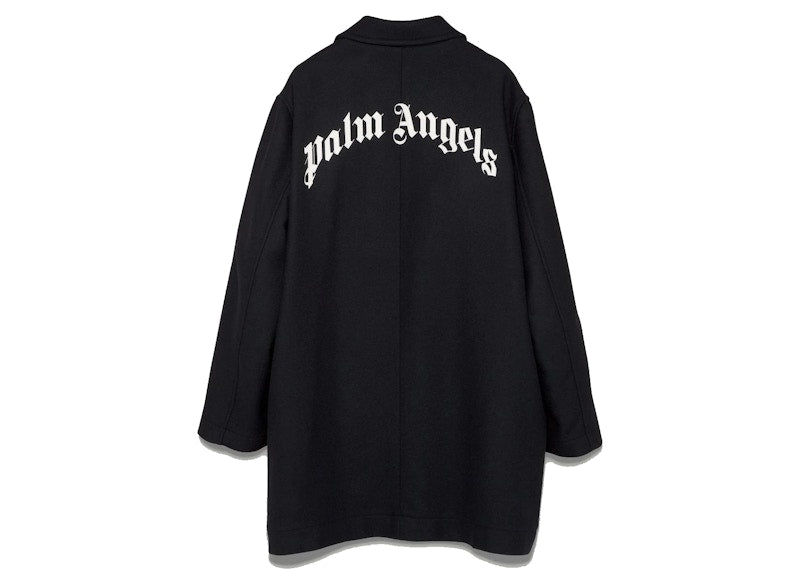 Palm Angels Curved Logo Coat Black