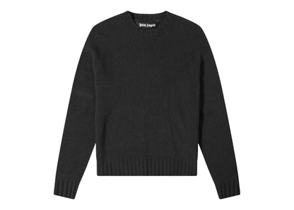 Palm Angels Curved Logo Knitted Crewneck Black/White
