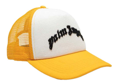 Palm Angels Curved Logo Mesh Cap Yellow/White