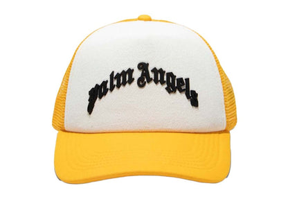 Palm Angels Curved Logo Mesh Cap Yellow/White