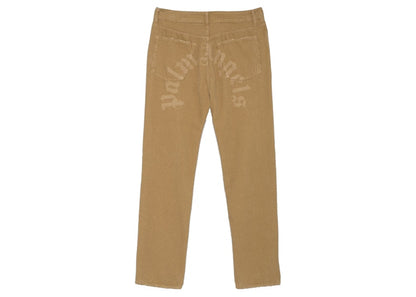 Palm Angels Curved Logo Pants Beige