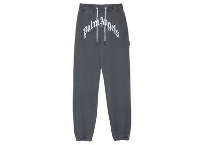 Palm Angels Curved Logo Sweatpants Black White