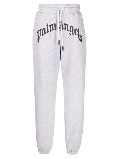 Palm Angels Curved Logo Sweatpants Grey/Black