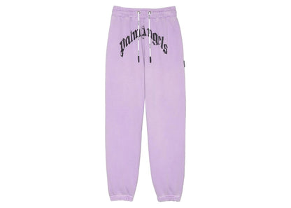 Palm Angels Curved Logo Sweatpants Lilac/White