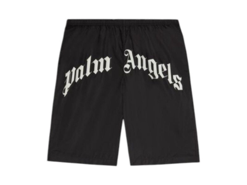 Palm Angels Curved Logo Swim Shorts Black