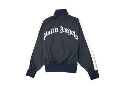 Palm Angels Curved Logo Track Jacket Navy Blue/White