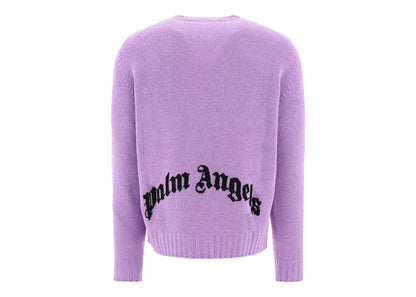 Palm Angels Curved Logo Wool Sweater Purple