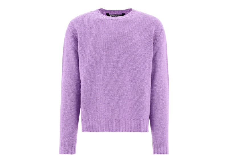 Palm Angels Curved Logo Wool Sweater Purple