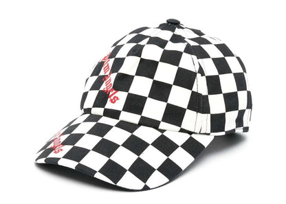 Palm Angels Damier Checked Logo-Print Cap White/Black