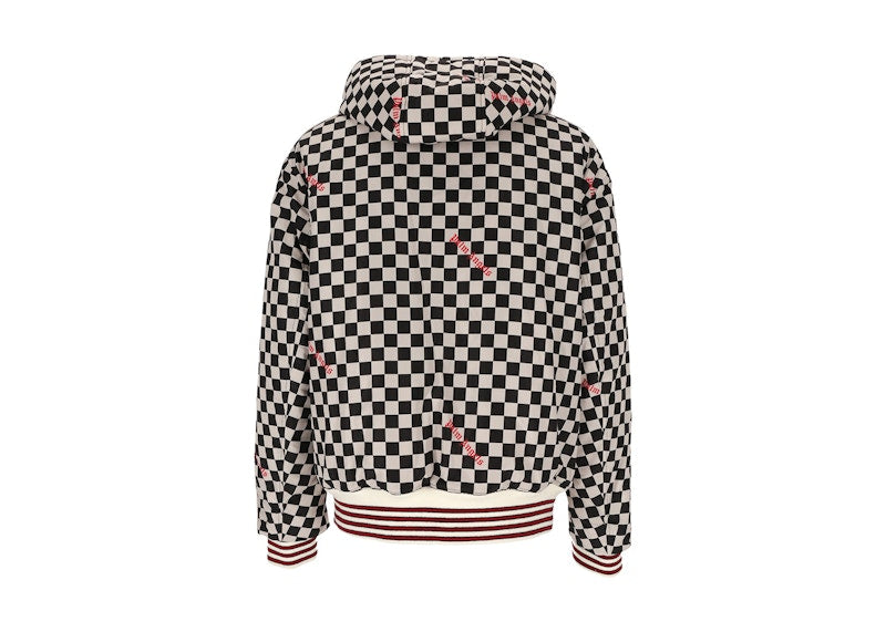 Palm Angels Damier Puffed Hooded Jacket Black/Red