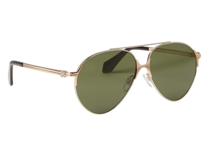 Palm Angels Elkton Gold Sunglasses Gold Green (PERI060S24MET0017655)