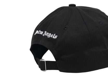 Palm Angels Embroidered Gothic Intarsia Logo Strap-Back Cap Black/White (SS22)